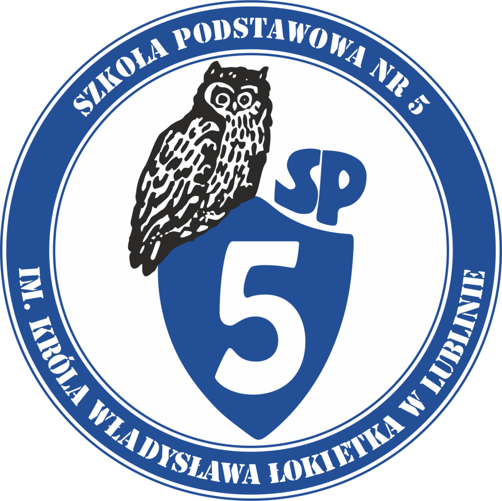 Ovra przedstawiający logo szkoły (sowę na tarczy)